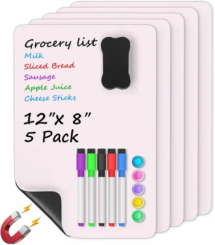 Vista 10 de MaxGear - Pizarra magnética para refrigerador de 12 x 8 pulgadas, color negro, paquete de 5