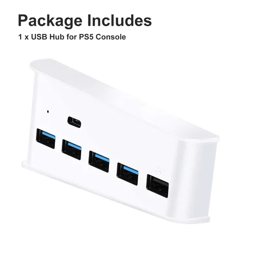 Vista 6 de EEEKit Hub USB de 5 puertos para PS5, PS5 USB de alta velocidad con 4 USB + 1 puerto de carga USB y 1 puerto tipo C, conector extensor USB Plug &