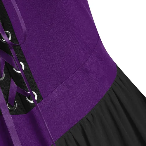 Vista 2 de Disfraz renacentista para mujer, con mangas de trompeta, estilo bohemio, vestido de Halloween, hombros descubiertos, vestido de manga de mariposa