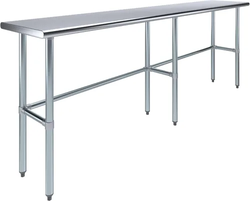 Vista 15 de AmGood Mesa de trabajo de acero inoxidable con base abierta, banco de trabajo de metal