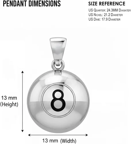 Vista 5 de US Jewels Colgante de plata de ley 925 para mujer, 8 bolas, 8 bolas, 0.512 in, Metal
