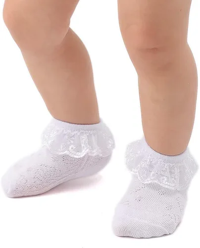 Vista 5 de Epeius - Calcetines con detalle de vuelo de encaje y ojales para recién nacidos, bebés y niñas pequeñas (paquete de 2346)