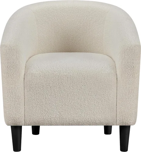 Vista 17 de Topeakmart Silla de barril, silla de acento de sherpa suave, silla auxiliar de club, estilo moderno, asiento profundo, sillón de barril para sala