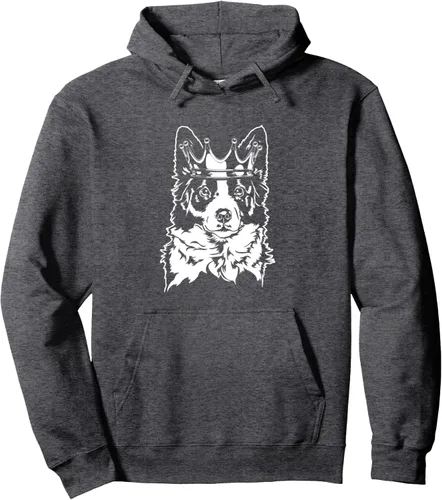 Vista 4 de Funny Proud Border Collie with crown dog mom herding dog Pullover Hoodie