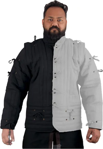 Vista 4 de THE MEDIEVALS Gambeson - Chaqueta acolchada gruesa Aketon, tela de algodón, vestido SCA Negro