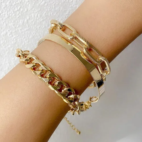 Vista 147 de Long tiantian Pulsera de oro gruesa para mujer, pulseras de oro delicadas, pulseras para mujer, pulseras apilables de eslabones de cadena