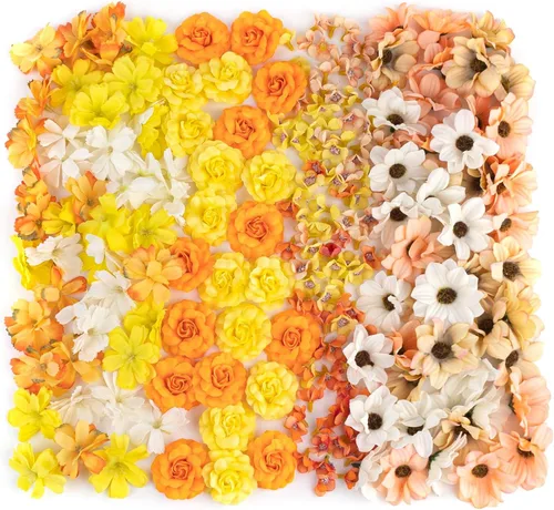 Vista 12 de Framendino, Paquete de 50 cabezas de flores artificiales, mini flores artificiales de seda, margaritas pequeñas, multicolor, para boda, hogar