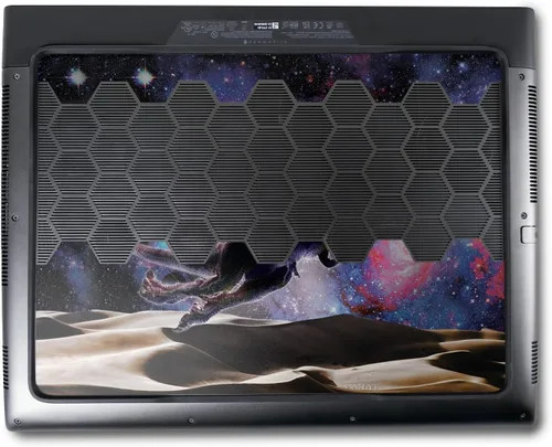 Vista 3 de MightySkins Skin compatible con Alienware M18 R1 (2023) Kit de envoltura completa – Jurassic Space Cat Funda protectora de vinilo duradera y única