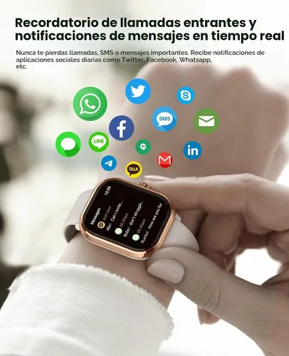 Vista 3 de Reloj inteligente (respuesta/hacer llamada), relojes inteligentes AMOLED de 1.96 pulgadas para mujer con más de 100 modos deportivos, rastreador