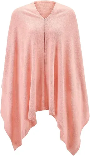 Vista 2 de Fomolom Ponchos para mujer, versátil, ligero, tejido sólido, chal envolvente, bufanda, accesorios para mujer