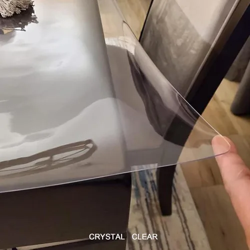 Vista 3 de Protector de PVC para mesa de comedor, manteles transparentes para mesas rectangulares, tapete protector impermeable de vinilo, vidrio suave