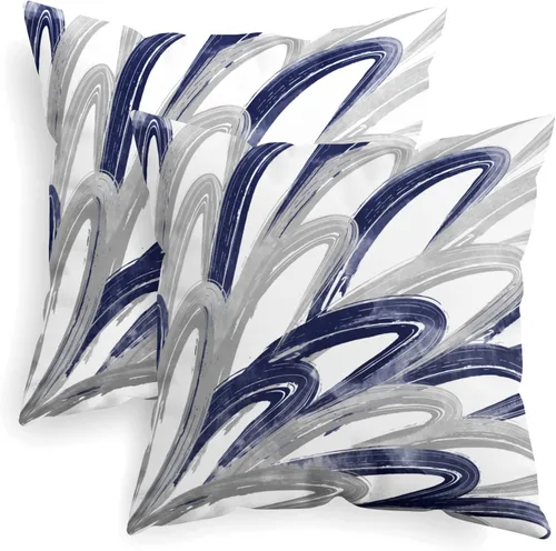 Vista 21 de CaliTime Juego de 2 fundas de almohada decorativas de vellón de dos tonos con plumas abstractas para sofá, cama, decoración de casa rural, 16 x 16