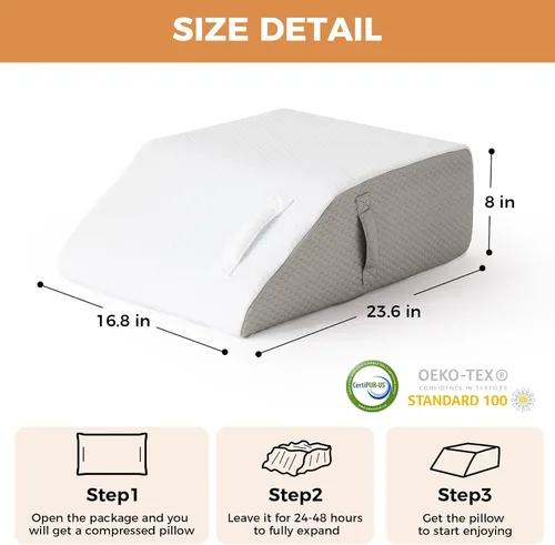 Vista 5 de BIEEZZK Almohada de cuña de cama para dormir 3 piezas y almohada de elevación de piernas