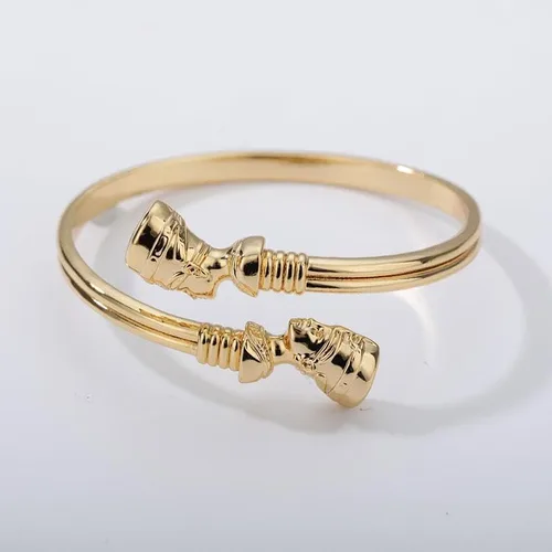 Vista 6 de EGO VINA Pulseras de nefertiti de la reina egipcia de la joyería africana para las mujeres, pulsera ajustable vintage de acero inoxidable, regalos