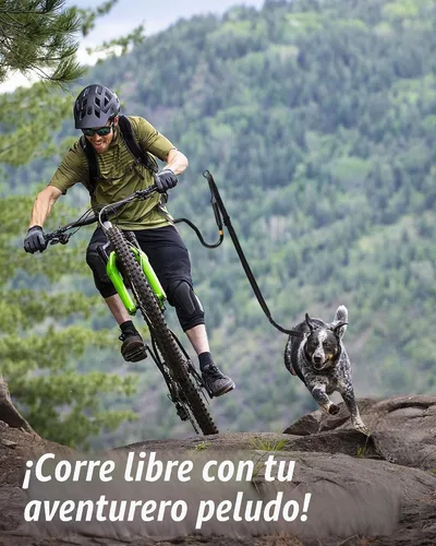 Vista 2 de Correa de bicicleta para perros – Accesorio de bicicleta manos libres para perros, absorción de golpes segura, longitud ajustable, fácil de instalar
