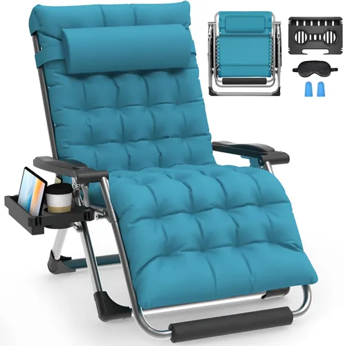 Vista 11 de Slendor Sillas de gravedad cero de gran tamaño XXL, silla reclinable Negro