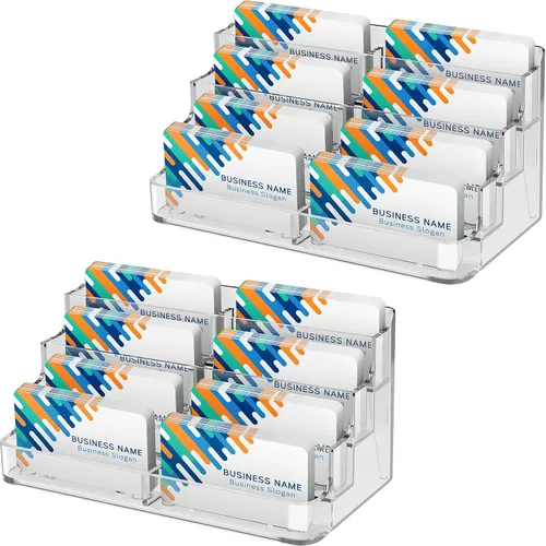 Vista 10 de MaxGear Tarjetero acrílico para escritorio, múltiples tarjeteros de visita, soporte de tarjetas premium para espacio de trabajo, soporte