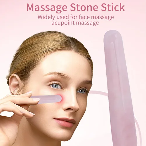 Vista 2 de Varita de masaje de piedra, varita de masaje de cristal, 3.93 pulgadas de cuarzo natural, varita de masaje facial, herramienta de masaje de palo