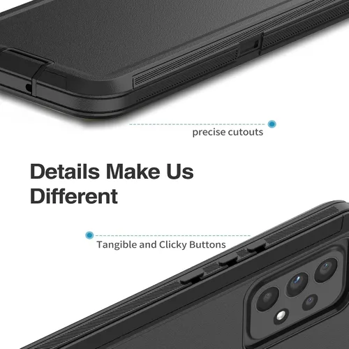 Vista 4 de Funda protectora resistente para Galaxy A53 5G, funda protectora resistente con [3 en 1] Cubierta de protección a prueba de golpes de goma Negro