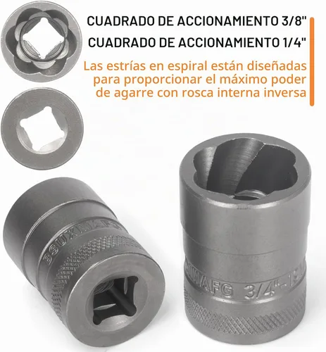 Vista 7 de Juego de Extractor de Pernos Mejorado, 32 Piezas Juego Removedor de Pernos y Tuercas de Impacto, Removedor de Tuercas de Orejeta Dañadas, Juego