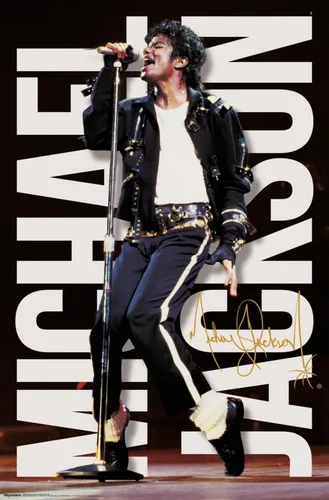 Vista 9 de Michael Jackson - Póster de pared con micrófono de rendimiento, 22.4 pulgadas de largo x 14.7 pulgadas de ancho, versión enmarcada de madera