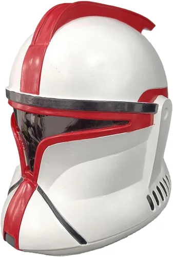 Vista 3 de Máscara de látex para casco de soldado clon, accesorios de disfraz de Halloween, accesorios de cosplay, Rojo -, Tamaño único