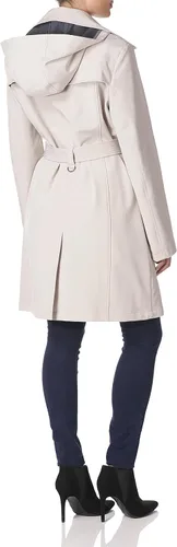 Vista 3 de Calvin Klein Women's Double Breasted Belted Rain Jacket with Removable Hood