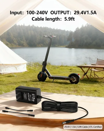 Vista 2 de Cargador VHBW 29.4V para scooter Hover-1 PTS-CHG-HB6/HB2 ETL-certified 29.4V output with 9mm and 12mm 3-pin tips for listed Hover-1 models; not