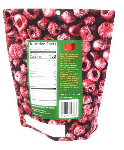 Vista 2 de Cerezas ácidas liofilizadas sin azúcar y sin sulfatar, 1.2 oz/34 g (paquete de 1)