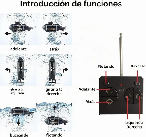 Vista 7 de GoolRC Mini submarino RC para, 2.4G 6CH Control remoto barco de control remoto submarino, modelo electrónico agua juguete barco para piscinas Negro