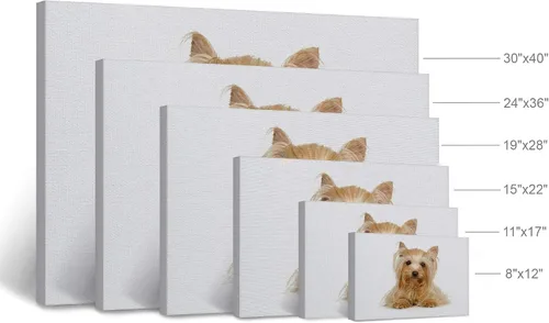 Vista 4 de Diseño de arte de la sonrisa Retrato de lindo Yorkie Yorkshire Terrier perro animal lienzo de pared impresión arte del dueño de mascotas amante