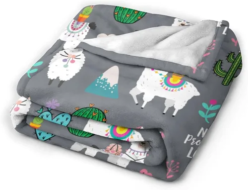 Vista 2 de Manta de franela suave y cálida con diseño de llama alpaca, manta de cama de franela de forro polar, regalo para niños, niñas, adultos o silla