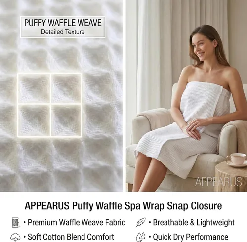 Vista 2 de APPEARUS Envoltura de baño para mujer con cierre de presión ajustable, talla única (se adapta a S-L) bata ligera de secado rápido