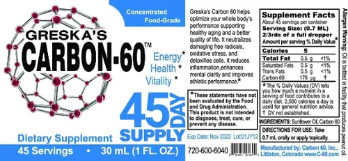 Vista 5 de Greska's Carbon-60 Suministro de 3 meses (paquete de dos 45 días)