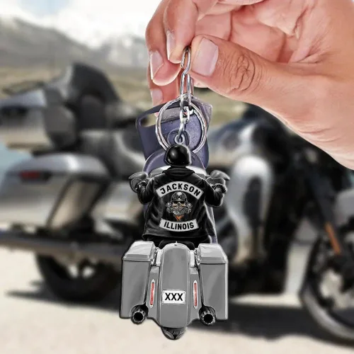Vista 3 de cocokit Llavero personalizado de carreras de motos, llavero personalizado para parejas, llavero perfecto para parejas, regalo del día de San