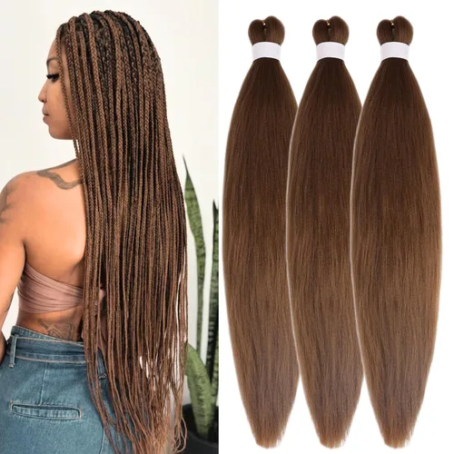 Vista 44 de Pelo corto negro trenzado preestirado de 14 pulgadas para trenzas sin nudos, pelo sintético 1B trenzado para trenzas Bob Box