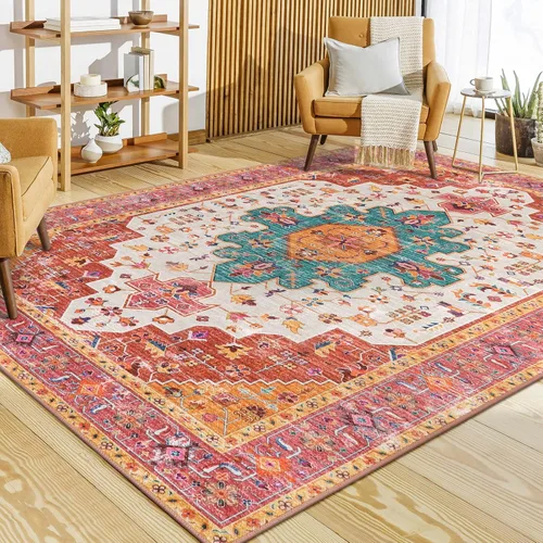 Vista 17 de Moynesa Alfombra ultra fina lavable de 2 x 3 pies, alfombra pequeña de cocina para entrada, interior, antideslizante, tapete vintage para puerta