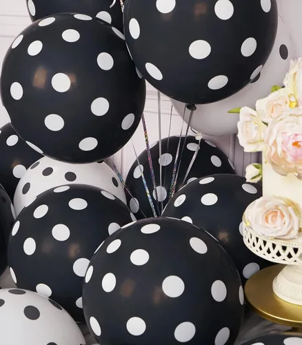 Vista 6 de Juego de 60 globos de látex negros de 12 pulgadas para fiestas Helio redondo para decoraciones de cumpleaños
