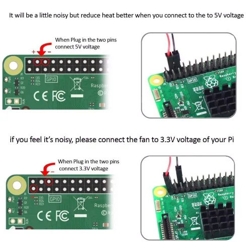 Vista 5 de Raspberry Pi - Juego de 4 ventiladores de refrigeración sin escobillas con disipador de calor y conector de interfaz uno a dos, compatible