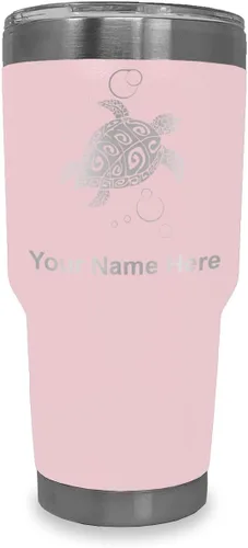 Vista 24 de LaserGram Vaso aislado al vacío de 20 onzas, tortuga marina hawaiana, grabado personalizado incluido (morado claro)