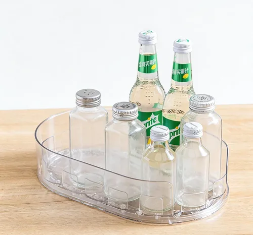 Vista 3 de Organizador transparente Lazy Susan para cocina y despensa, solución de almacenamiento giratoria para encimera de refrigerador y gabinete, mantiene