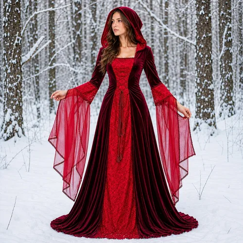 Vista 2 de BITSEACOCO Disfraz de bruja de lujo para mujer, vestido de vampiro con capucha gótico renacentista bordado vintage, vestido de cosplay Rojo vino