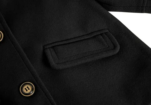 Vista 20 de rrhss Abrigo formal con botones para niñas pequeñas, chaqueta de lana con capucha para otoño e invierno