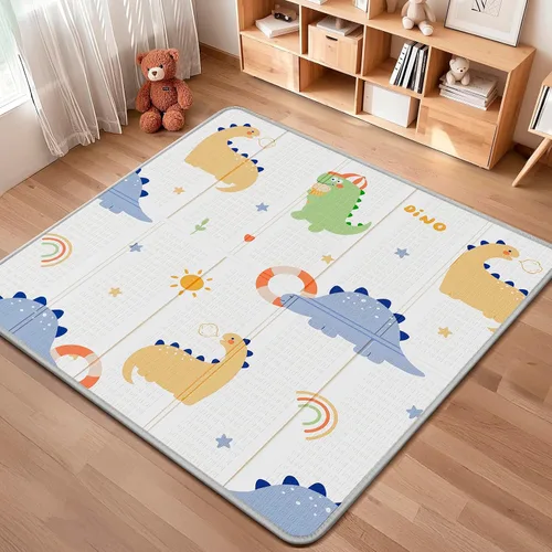 Vista 9 de Alfombra de Juego Plegable para Bebé, PIGLOG 50X50 Alfombra de Pañal Impermeable para Bebés y Niños Pequeños, Alfombra de Espuma Segura para Tiempo