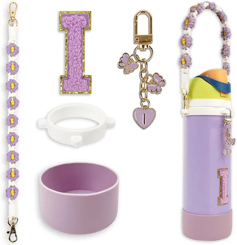 Vista 34 de SITKOL Juego de Monogramas Bonitos de Silicona Compatible con Botella de Agua Owala 24 oz, 32 oz, 40 oz - Accesorios Perfectos con la Letra Owala