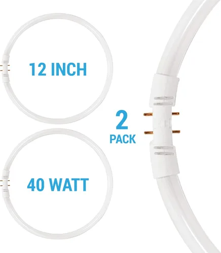 Vista 3 de KOR Paquete de 2 círculos fluorescentes FC40T5/830-12 pulgadas, T5, 40 W, 3000 K, blanco cálido, base 2GX13, (FC12T5/830)