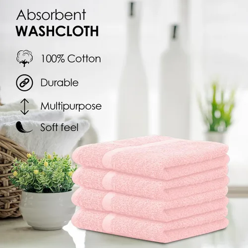 Vista 7 de Avalon Towels Wash Cloths for Showering 24 Pack Face Towels 100% Cotton Baby Pink Washcloths 12x12 Wash Rags, Facial Towel, Fingertip Towel,Bath Rags