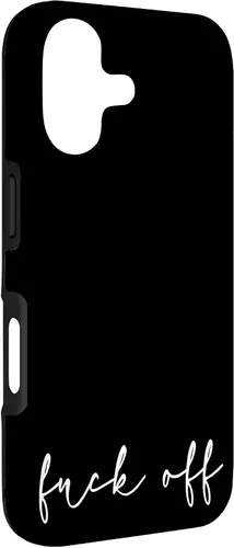 Vista 3 de Fuck Off - Carcasa para iPhone 17, diseño bohemio, con marco dorado, elegante y cursivo