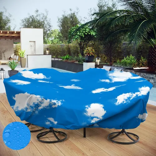 Vista 33 de Fundas para muebles de patio, impermeables, resistentes a los rayos UV, resistentes a los rayos UV, para exteriores, mesa redonda y rectangular