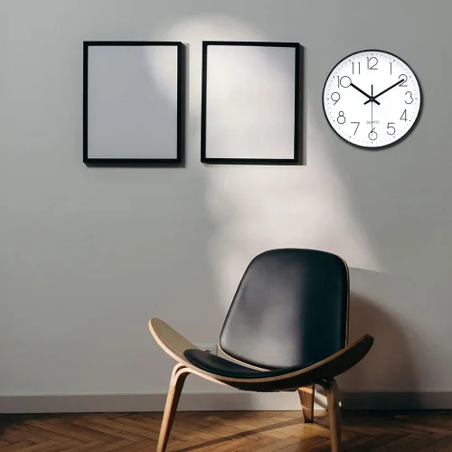 Vista 4 de jomparis Reloj de pared negro de 10 pulgadas, funciona con pilas, reloj de pared silencioso y sin tictac, reloj clásico para el hogar, oficina